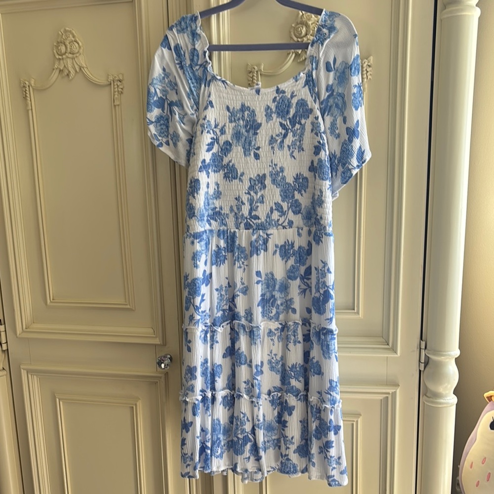 Blue and White Floral Dress
